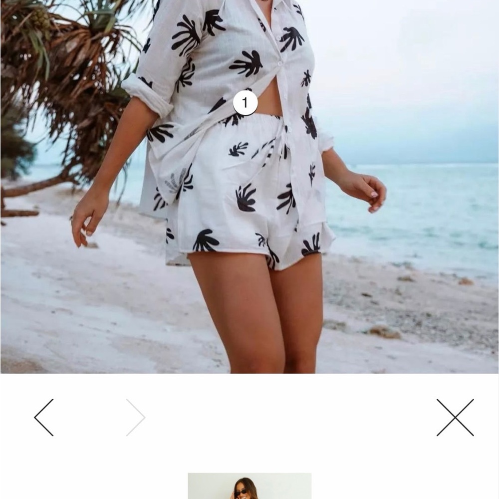 Fortunate One Matissa Set Black | Linen Shirt & Shorts | NWT - Picture 5 of 5
